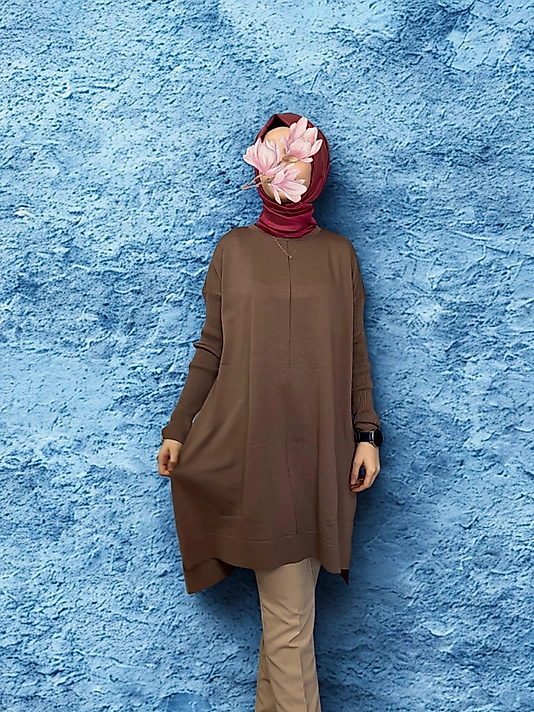 Ortası Dikişli Merserize Dokunuşlu Tiriko Tunik