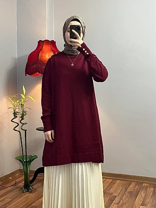 Omzu patlı tunik /Bordo