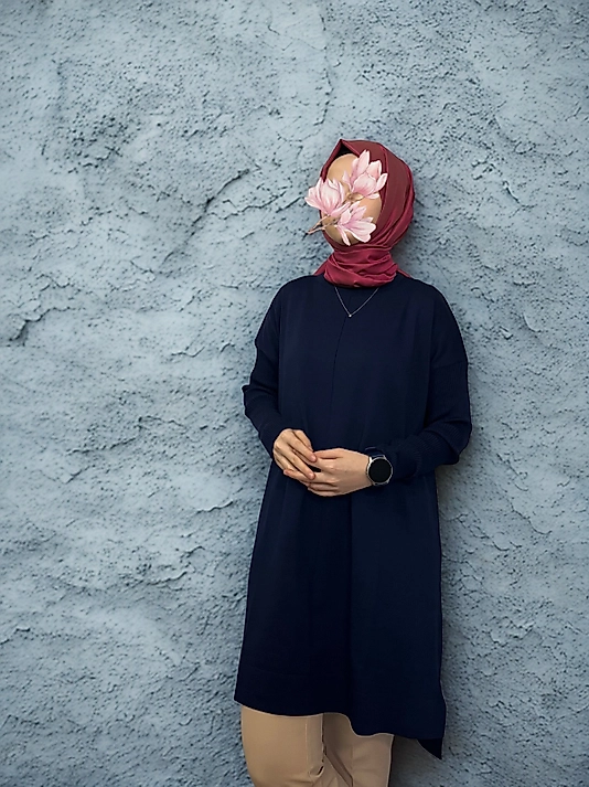 Ortası Dikişli Merserize Dokunuşlu Tiriko Tunik